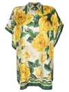 Dolce & Gabbana Multicolor Oversize Shirt With Flower Print All-over In Multicolor