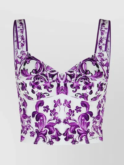 DOLCE & GABBANA FLORAL PATTERN COTTON BLEND BUSTIER
