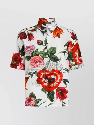 Dolce & Gabbana Floral Pattern Cotton Shirt In Pink