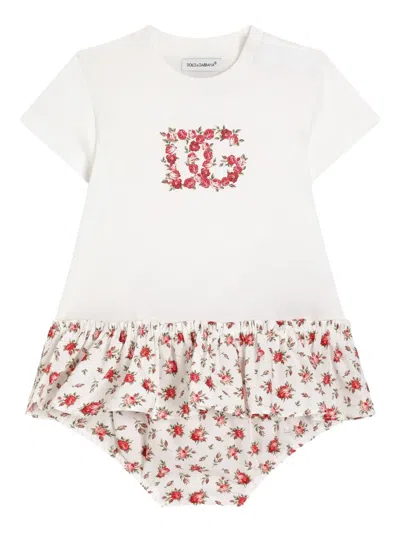 Dolce & Gabbana Baby Dg Floral Cotton Poplin Dress And Bloomers Set In Multi