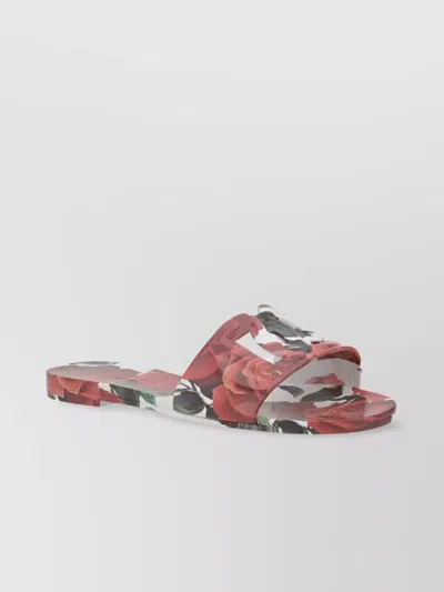 Dolce & Gabbana Floral Pattern Flat Sole Sandals In Pink