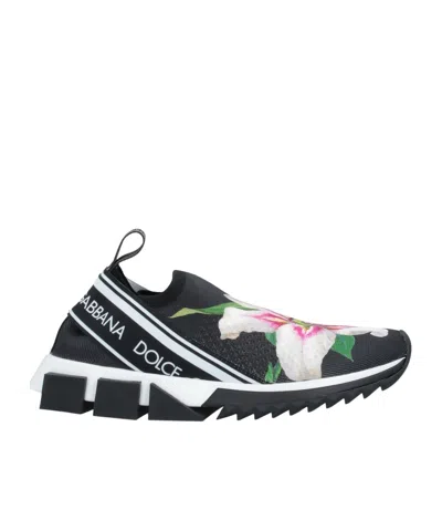 Dolce & Gabbana Floral Pattern Loafers In Black