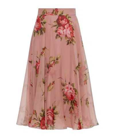 Dolce & Gabbana Floral Pattern Midi Skirt In Pink