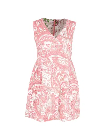 Pre-owned Dolce & Gabbana Floral-pattern Mini Dress In Pink