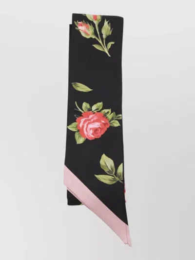 Dolce & Gabbana Floral Pattern Scarf Featuring Contrast Border In Multi
