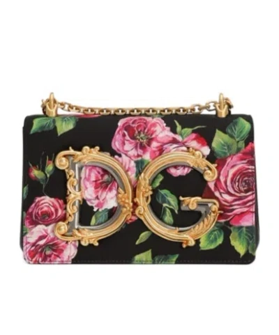 Dolce & Gabbana Floral Pattern Shoulder Bag In Nude