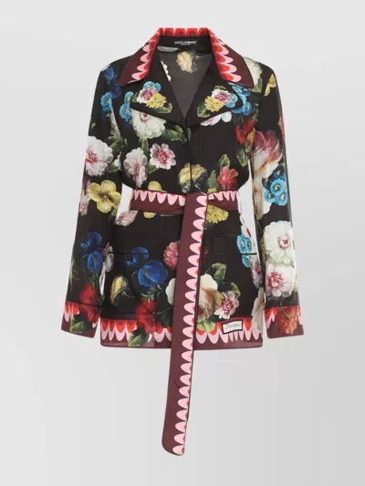 DOLCE & GABBANA FLORAL PATTERN SILK PAJAMA BLOUSE
