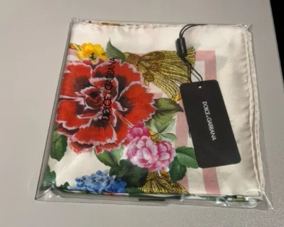 Dolce & Gabbana Floral Pattern Silk Scarf In Black