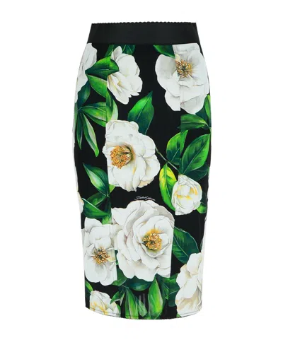 Dolce & Gabbana Floral Pattern Skirt In White