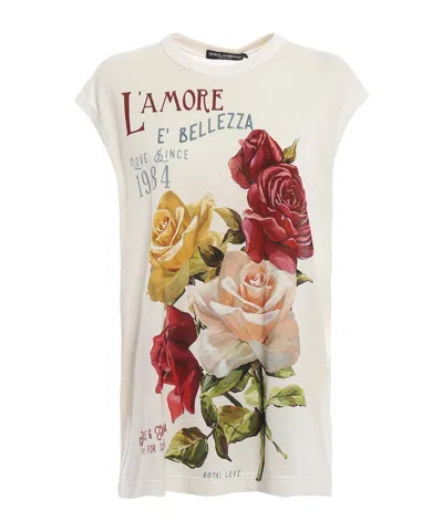 Dolce & Gabbana Floral Pattern T-shirt In White