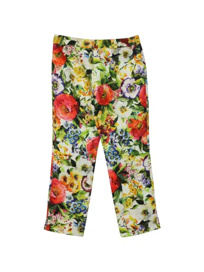 Pre-owned Dolce & Gabbana Floral-pattern Trousers In White