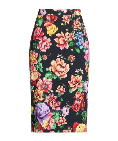 Dolce & Gabbana Floral Pencil Skirt In Black
