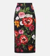 Dolce & Gabbana Floral-printed Cotton Poplin Midi Pencil Skirt In Multi