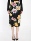 Dolce & Gabbana Multicolor Shirt With Oversize Pointed Collar And All-over Floral Motif In Silk Stretch Woman In Multicolor