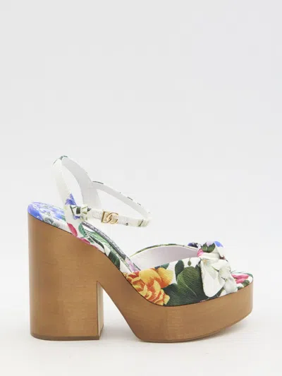 DOLCE & GABBANA FLORAL PLATFORM SANDALS