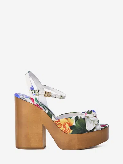 DOLCE & GABBANA FLORAL PLATFORM SANDALS