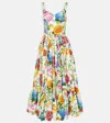Dolce & Gabbana Floral Pleated Cotton Bustier Dress In Multicoloured