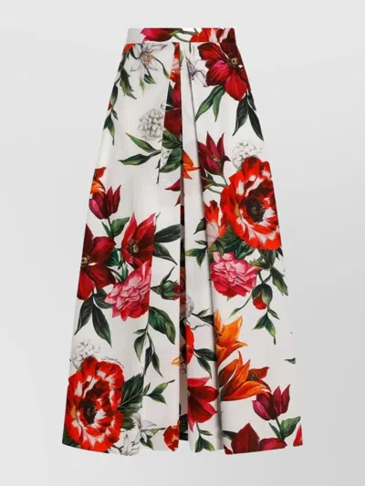 DOLCE & GABBANA FLORAL PLEATED POPULIN SKIRT