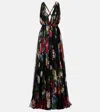 Dolce & Gabbana Floral Pleated Silk Chiffon Gown In Multicoloured