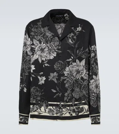 Dolce & Gabbana Flower Bouquet-print Jacquard Twill Shirt In Multi