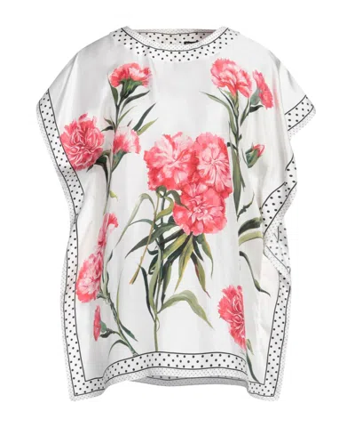 Dolce & Gabbana Floral Polka-dot Short-sleeve Top In Multi