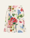 Dolce & Gabbana Floral Poplin Pleated Bermuda Shorts In White Floral