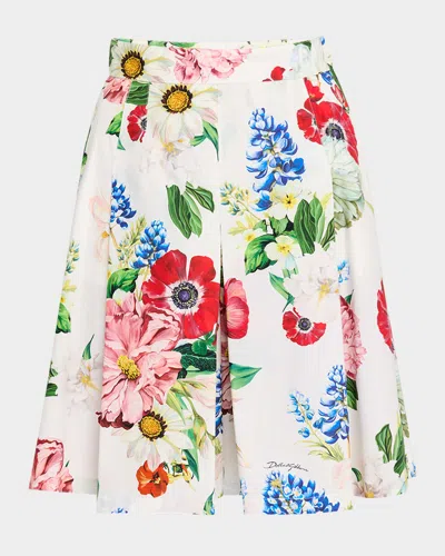 DOLCE & GABBANA FLORAL POPLIN PLEATED BERMUDA SHORTS
