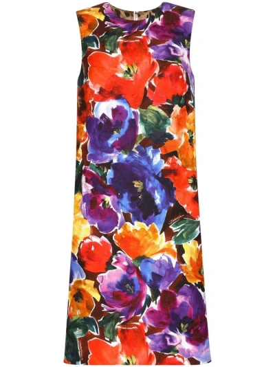 Dolce & Gabbana Floral Prind Dress In Multicolour