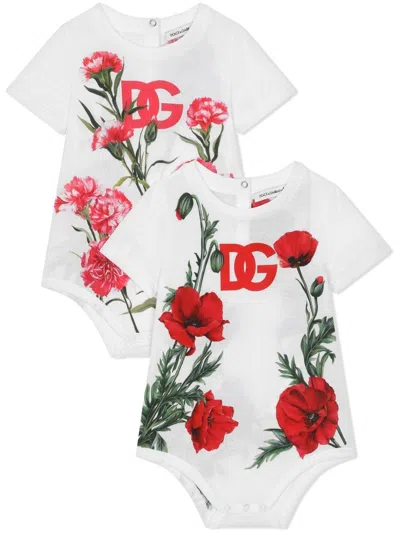 Dolce & Gabbana Floral-print Babygrow In White