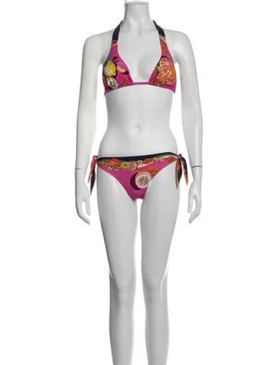 Pre-owned Dolce & Gabbana Floral Print Bikini In Black