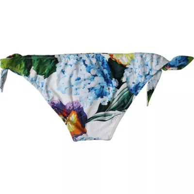 Dolce & Gabbana Floral Print Bikini Bottom In Blue
