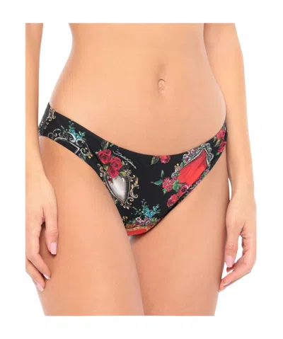 Dolce & Gabbana Floral Print Bikini Bottoms In Black