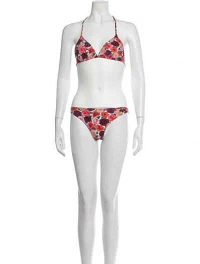 Pre-owned Dolce & Gabbana Floral Print Bikini In Pink
