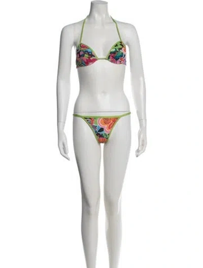 Pre-owned Dolce & Gabbana Floral Print Bikini W/ Tags In Pink
