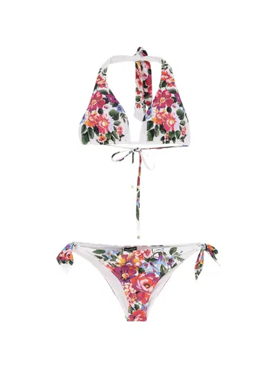 Dolce & Gabbana Nylon Bikini With Floral Print In Multi