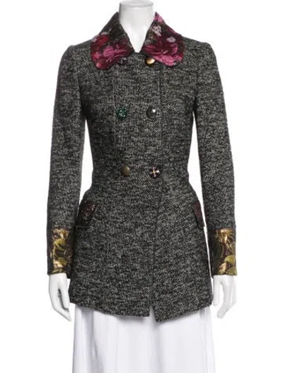 Pre-owned Dolce & Gabbana Floral Print Blazer In Black