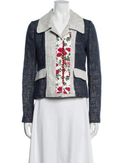 Pre-owned Dolce & Gabbana Floral Print Blazer In Blue