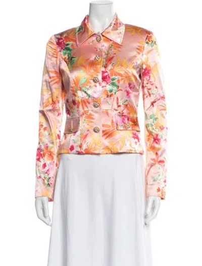 Pre-owned Dolce & Gabbana Floral Print Blazer In Orange