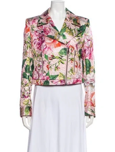 Pre-owned Dolce & Gabbana Floral Print Blazer W/ Tags In Pink