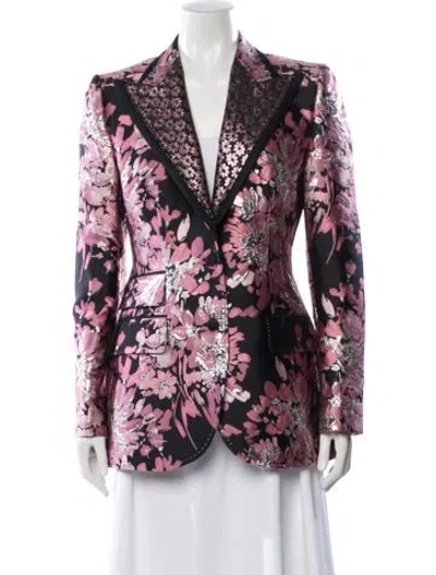 Pre-owned Dolce & Gabbana Floral Print Blazer W/ Tags In Pink