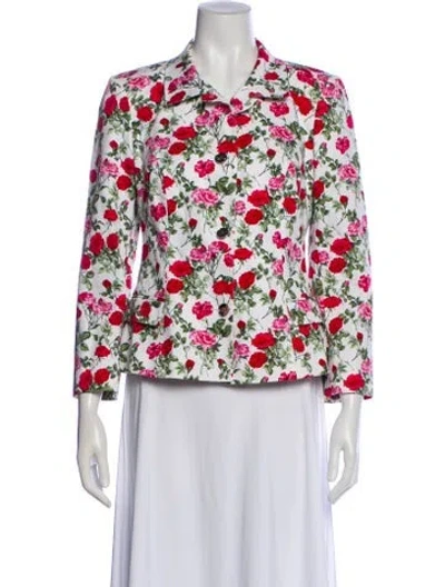 Pre-owned Dolce & Gabbana Floral Print Blazer In White