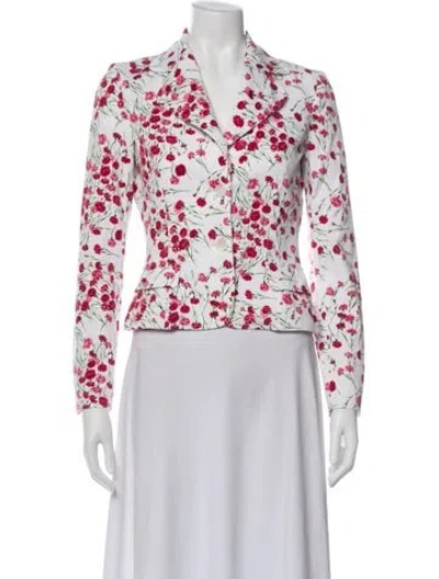 Pre-owned Dolce & Gabbana Floral Print Blazer In White