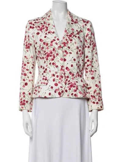 Pre-owned Dolce & Gabbana Floral Print Blazer In White