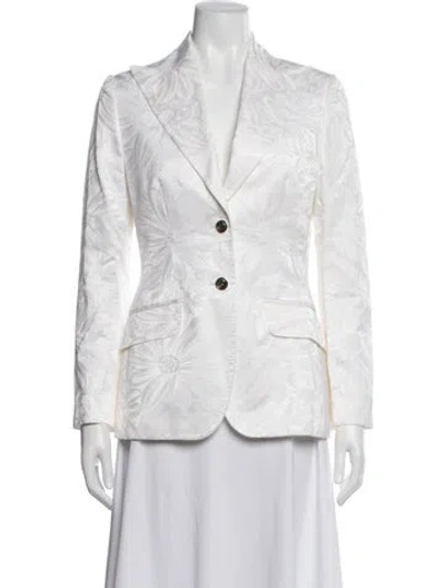 Pre-owned Dolce & Gabbana Floral Print Blazer In White