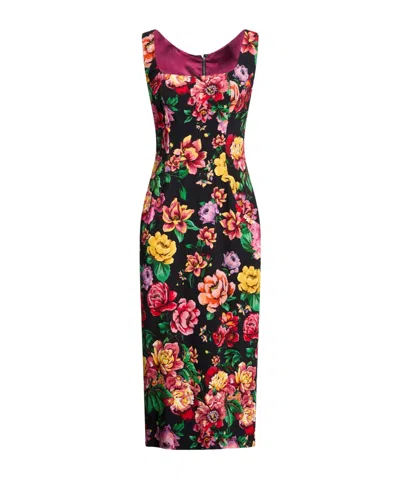 Dolce & Gabbana Floral Print Bodycon Dress In Black