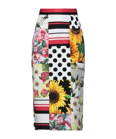 Dolce & Gabbana Floral Print Bodycon Skirt In Multi