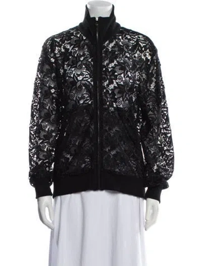 Pre-owned Dolce & Gabbana Floral Print Bomber Jacket In Black