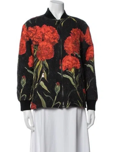 Pre-owned Dolce & Gabbana Floral Print Bomber Jacket In Multi