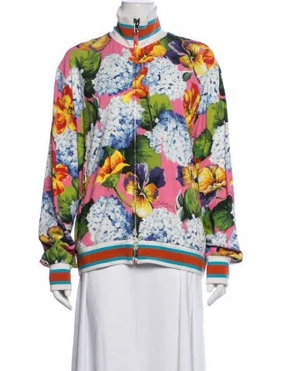 Pre-owned Dolce & Gabbana Floral Print Bomber Jacket In Multicolor