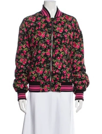 Pre-owned Dolce & Gabbana Floral Print Bomber Jacket In Pink